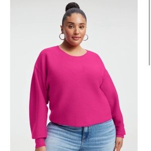 Good American CREWNECK SWEATER | FUSCHIA PINK size 2XL/5